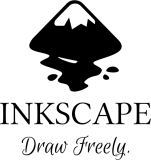 Inkscape logo, black drop shape with stylized face.