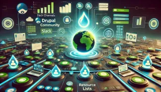 Digital globe with technology icons and data graphics on a dark background.